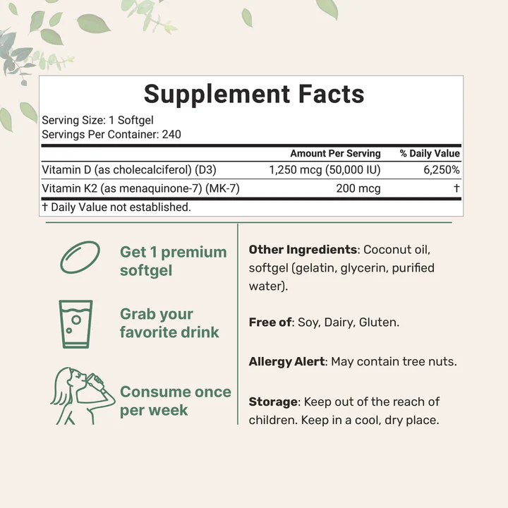 Micro Ingredients Vitamin D3 K2 Supplement Softgels - Image 5