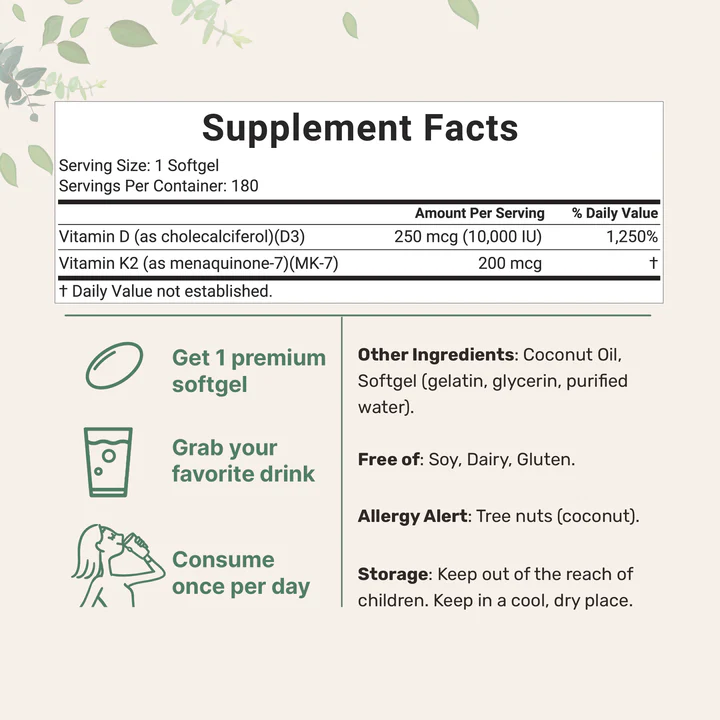 Micro Ingredients Vitamin D3 K2 Supplement Softgels - Image 4